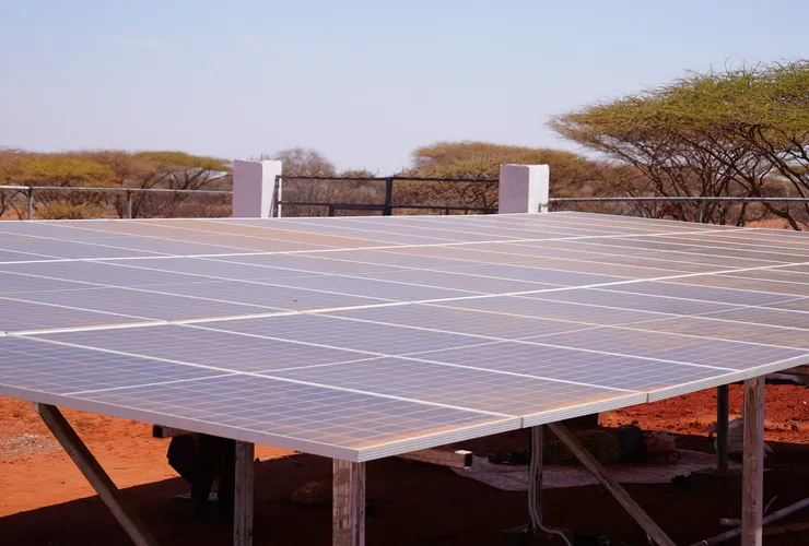 Solar panels installed at a rural water system in Somalia